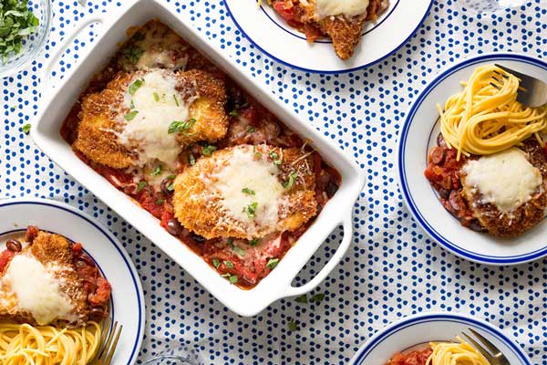 Chicken Parmesan with pasta