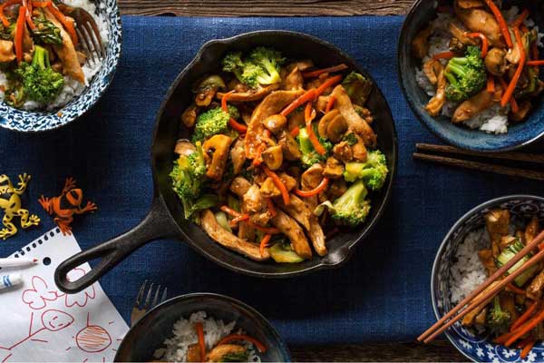 Chicken teriyaki with bok choy and coconut rice
